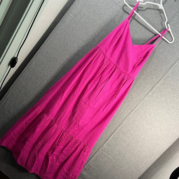 Destination 365 Petite Seersucker Maxi Dress Hot Fuchsia Petite 2X - Picture 1 of 8